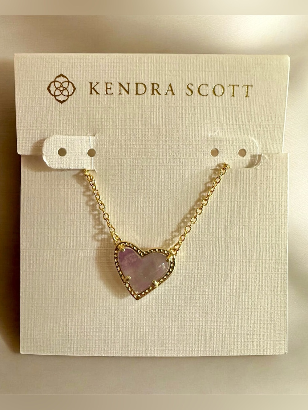 New Kendra Scott Ari Heart Gold Pendant 15-17” Necklace in Amethyst